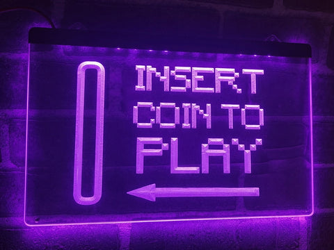 Image of Insert Coin To Play Illuminated Sign