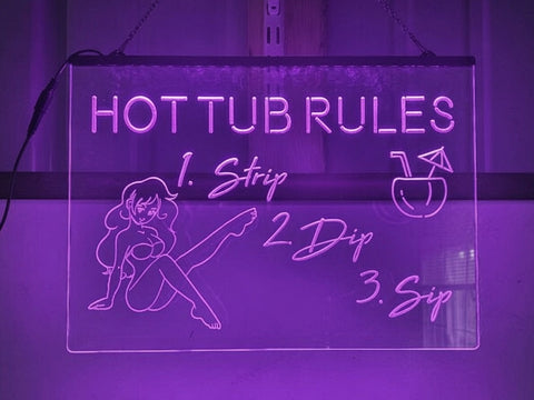 Image of Hot Tub Rules Illuminated Sign