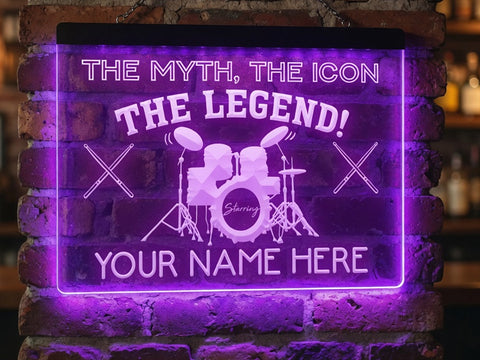 Image of Drummer Legend Personalized Illuminated Sign