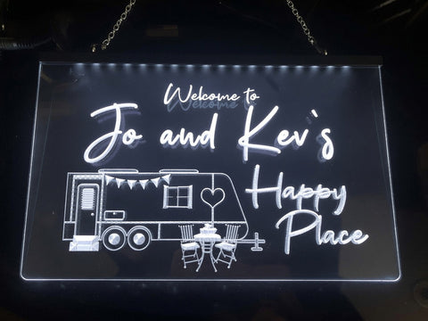 Image of Welcome to My Happy Place Personalized Illuminated Sign