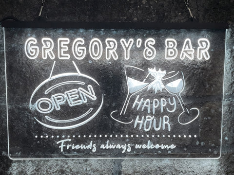 Image of Happy Hour Bar Personalized Illuminated Sign