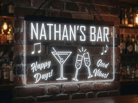 Image of Happy Days Bar Personalized Illuminated Sign