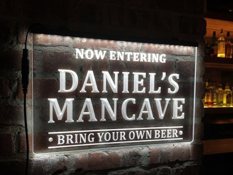 Image of Now Entering Man Cave Personalized Illuminated Sign