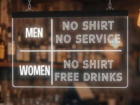 Image of No Shirt No Service Funny Illuminated Sign