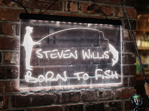 Image of Born to Fish Personalized illuminated Sign