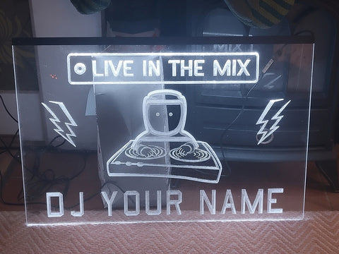 Image of DJ Live in the Mix Personalized Illuminated Sign