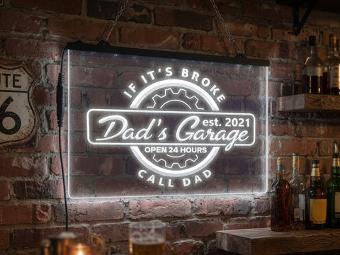 Image of Dad's Garage Personalized Illuminated LED Neon Sign