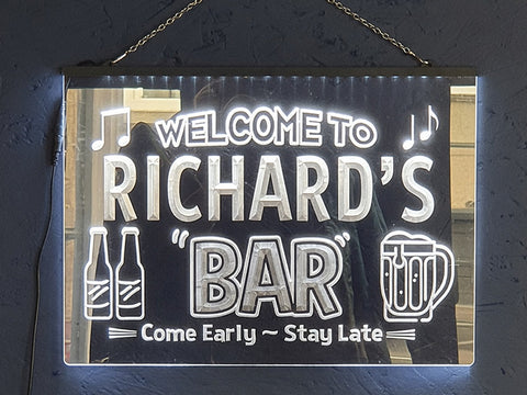 Image of Welcome to My Bar Personalized Illuminated LED Neon Sign