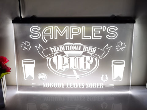Image of Personalized Irish Pub LED neon sign in white