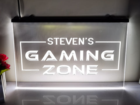 Image of Personalized Gaming Zone LED neon sign in white