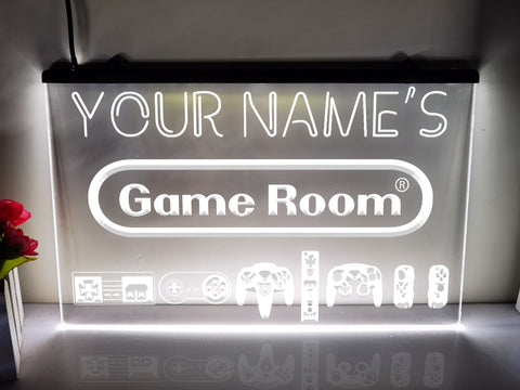 Image of Personalized Retro Game Room LED neon sign in white