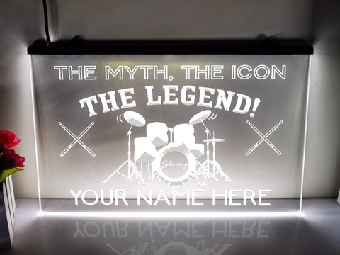 Image of Drummer Legend LED neon sign in white