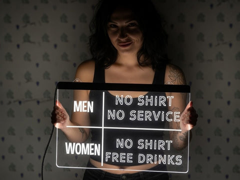 Image of No Shirt No Service Funny Illuminated Sign