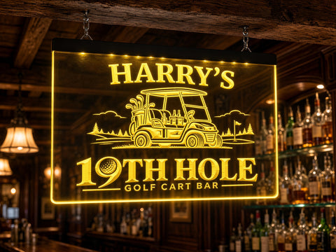 Image of Golf Cart Bar Personalized Illuminated LED Sign