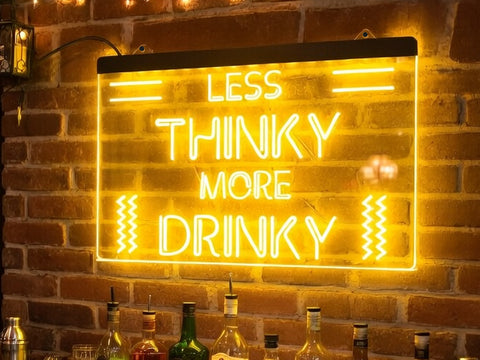 Image of Less Thinky More Drinky Illuminated Bar Sign