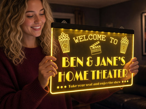 Image of Home Theater Personalized Illuminated LED Neon Sign