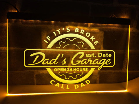 Image of Dad's Garage Personalized Illuminated LED Neon Sign