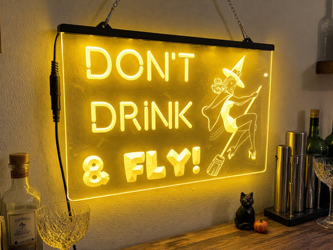 Image of Don't Drink and Fly Illuminated Sign