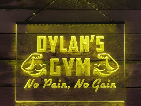 Image of No Pain, No Gain Personalized Illuminated Gym Sign