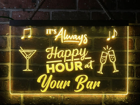 Image of It's Always Happy Hour Personalized Illuminated Sign