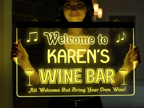 Image of Welcome to My Wine Bar Personalized Illuminated Sign