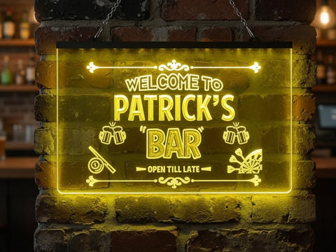 Image of Beer, Pool & Darts Bar Personalized Illuminated Sign