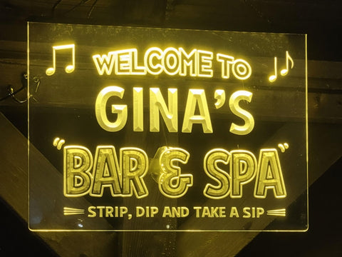 Image of Bar and Spa Personalized Illuminated LED Neon Sign