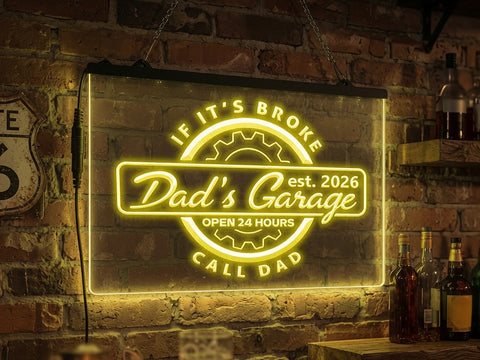Image of Dad's Garage Personalized Illuminated LED Neon Sign