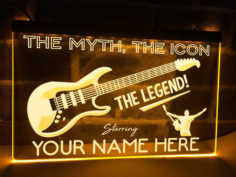 Image of Personalized Guitar Legend Led Neon Sign in yellow