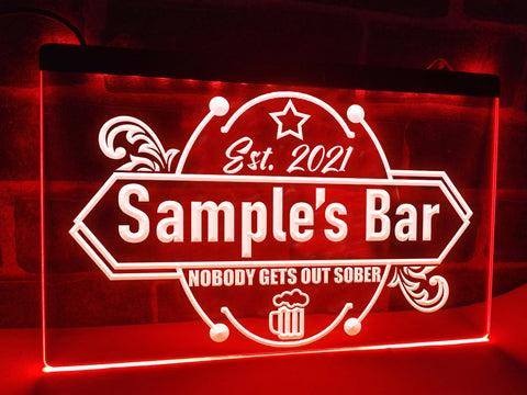 Image of Nobody Gets Out Sober LED neon sign in red