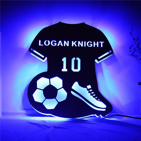 Image of Custom Sports Themed LED Neon Wooden Sign - Personalized and Color Changing