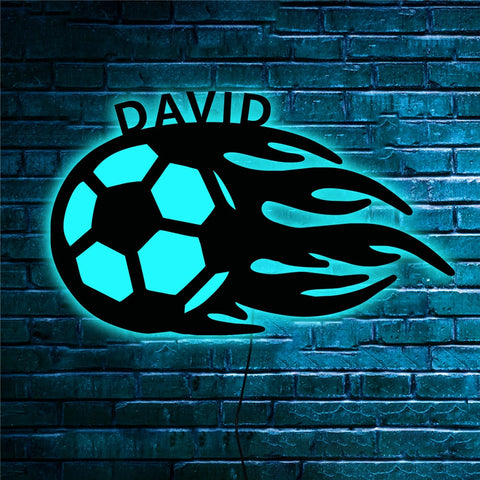 Image of Custom Sports Themed LED Neon Wooden Sign - Personalized and Color Changing