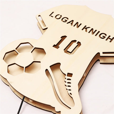 Image of Custom Sports Themed LED Neon Wooden Sign - Personalized and Color Changing