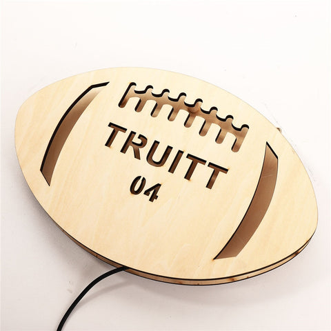 Image of Custom Sports Themed LED Neon Wooden Sign - Personalized and Color Changing
