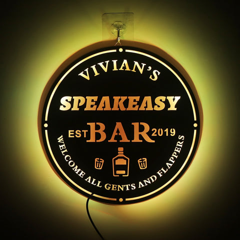 Image of Custom LED Neon Wooden Bar Sign - Personalized and Color Changing