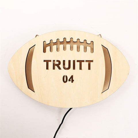 Image of Custom Sports Themed LED Neon Wooden Sign - Personalized and Color Changing