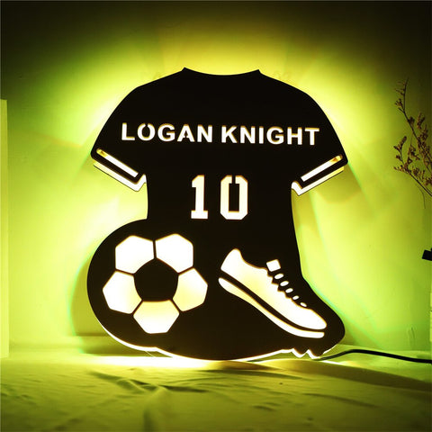 Image of Custom Sports Themed LED Neon Wooden Sign - Personalized and Color Changing