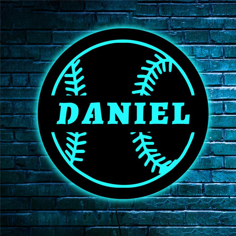 Image of Custom Sports Themed LED Neon Wooden Sign - Personalized and Color Changing