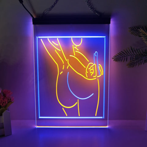 Image of Middle Finger Two Tone Illuminated Sign