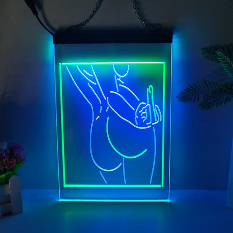 Image of Middle Finger Two Tone Illuminated Sign