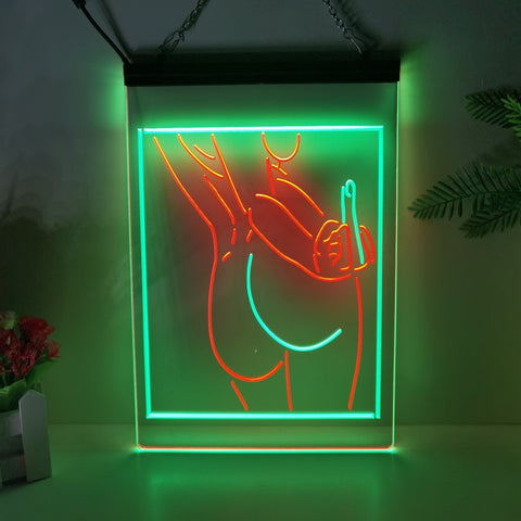 Image of Middle Finger Two Tone Illuminated Sign