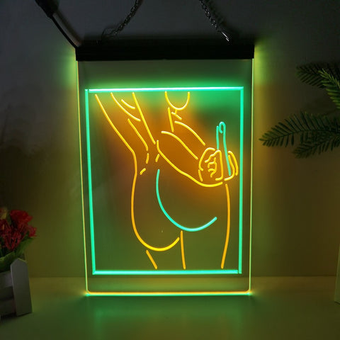 Image of Middle Finger Two Tone Illuminated Sign