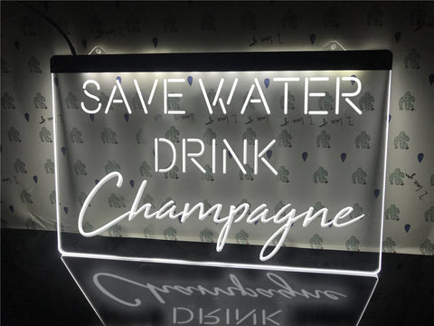 Image of Save Water Drink Champagne Illuminated LED Neon Sign