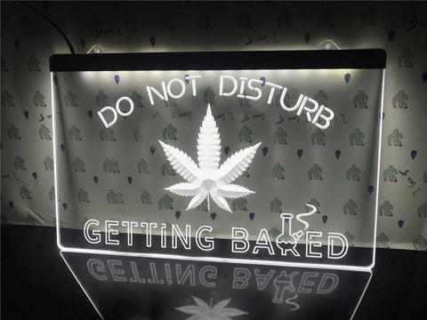 Image of Getting baked Cannabis white neon sign