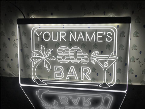 Image of 80s Bar Personalized LED Neon Sign in White