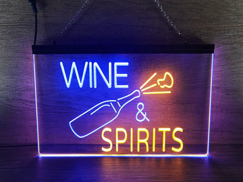 Image of Wine and Spirits Two Tone Illuminated Sign