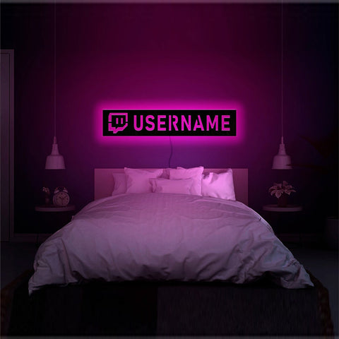 Image of Personalized Gamer Tag or Streamer Handle Name LED Neon Wooden Sign