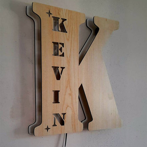 Image of Personalized LED Neon Wooden Night Light Sign