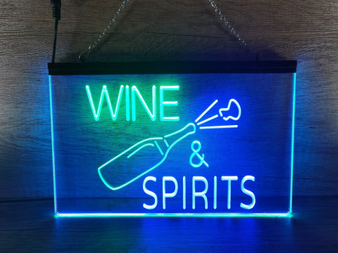 Image of Wine and Spirits Two Tone Illuminated Sign