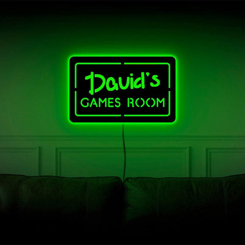 Image of Personalized LED Neon Wooden Games Room Sign - RGB